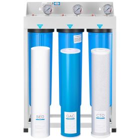 Whole House Water Filter System, 3-Stage | Sediment, GAC, CTO | 4.5" x 20" Home Water Purifier Filter Reduce Chlorine, Chemicals, VOCs, Bad Taste