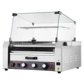 Hot Dog Roller, 30 Hot Dog 11 Rollers, Stainless Steel Sausage Grill Cooker, 1950W Hot Dog Machine with Bun Warmer, Cover, 3 Temp Control